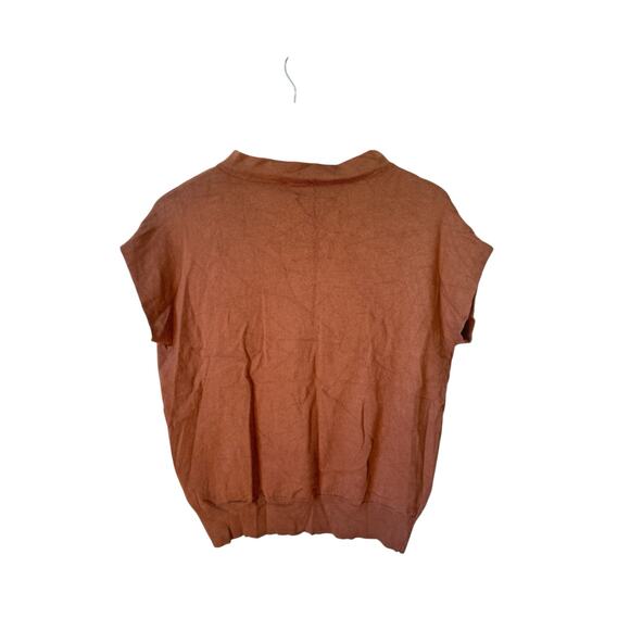 ANN TAYLOR Short Sleeve Sweater Roll Neck Knit Top Burnt Sienna Brown Sz Medium - Picture 6 of 9
